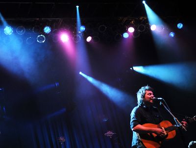 Wilco lead singer Jeff Tweedy plays to a near-capacity crowd Thursday at the INB Performing Arts Center in Spokane.  (Rajah Bose / The Spokesman-Review)