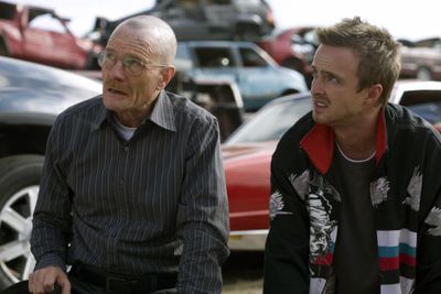 Bryan Cranston portrays Walt White, left, and Aaron Paul portrays Jesse Pinkman in a scene from the season two premiere of the AMC original series, “Breaking Bad,” airing Sunday (Associated Press / The Spokesman-Review)