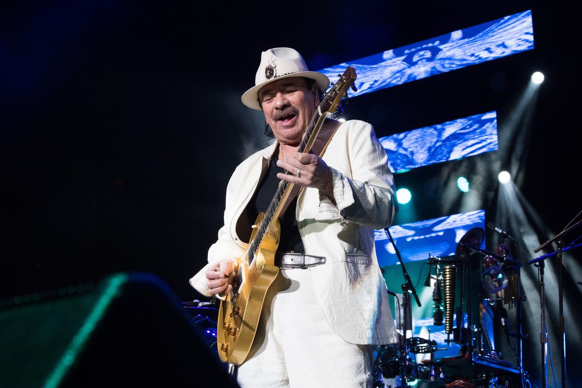 Carlos Santana plays for fans during a concert on Sunday, March 4, 2018, at Spokane Arena. (Tyler Tjomsland / The Spokesman-Review)