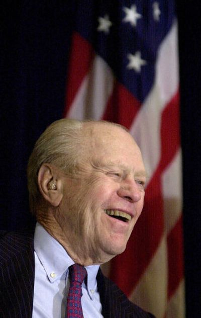 
Former President Gerald Ford prepares to address a National Press Club luncheon in Washington in  June 2002. 
 (File Associated Press / The Spokesman-Review)