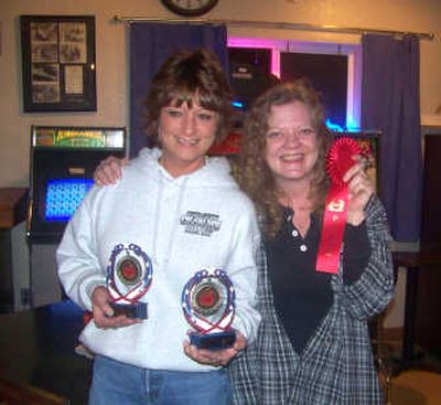 
Debbie VanScyoc, left, won first prizes for the best chili and the hottest chili, and Debbie Brock took second place, at the annual chili cook-off held at American Legion Post 149.
 (Herb Huseland / The Spokesman-Review)