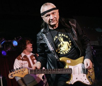 Dick Dale, known as “The King of the Surf Guitar,” performs at B.B. King Blues Club in New York on May 27, 2007. Dale has died at age 81. His former bassist Sam Bolle says Dale passed away Saturday night, March 16, 2019. No other details were available. (Richard Drew / AP)