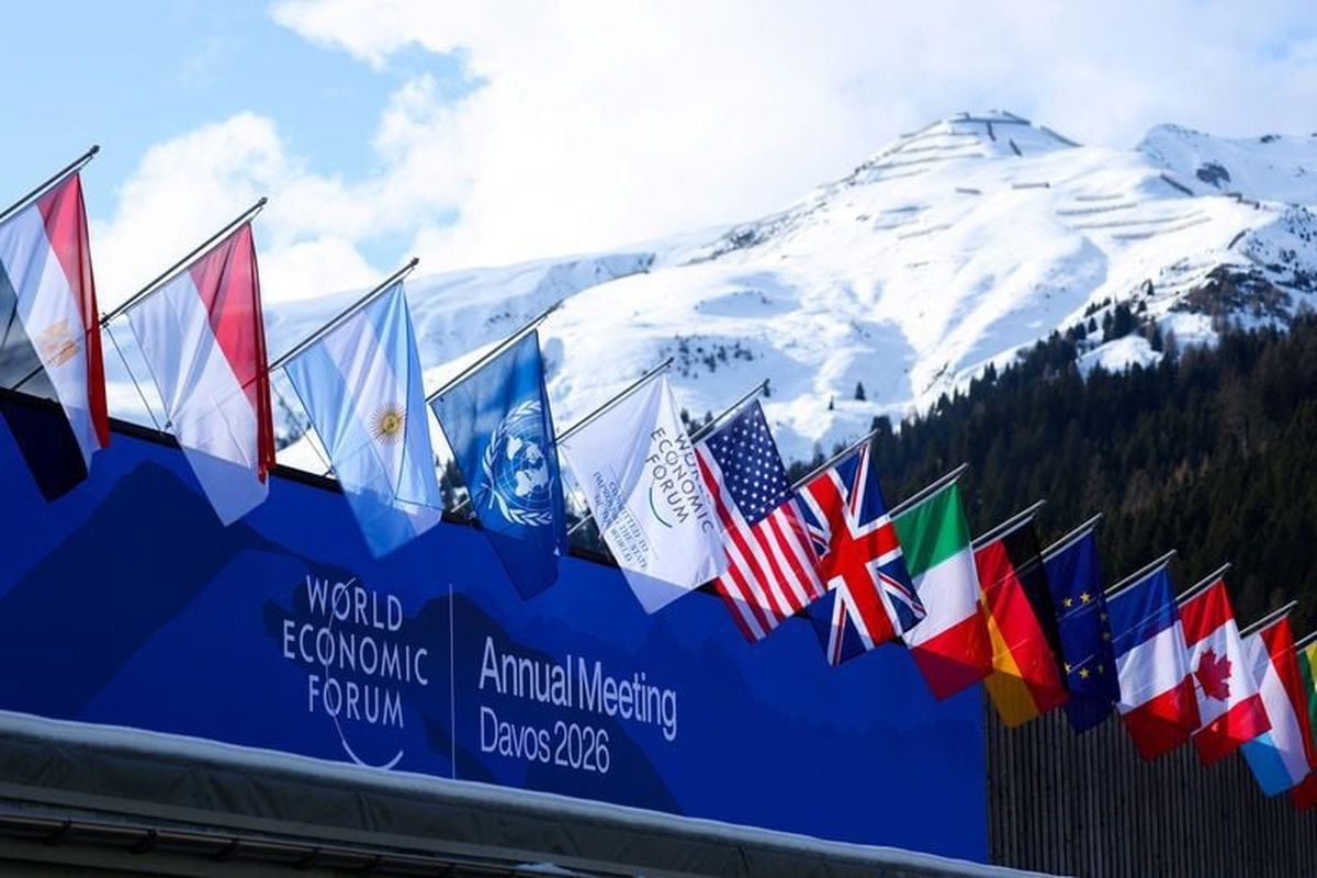 Flags flutter during the 56th annual World Economic Forum (WEF) meeting, in Davos, Switzerland, January 19, 2026. (Denis Balibouse/Reuters)