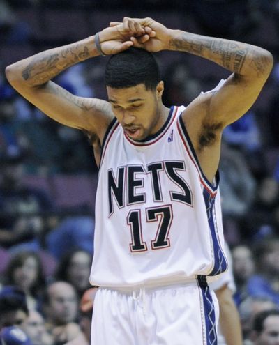 New Jersey’s Chris Douglas-Roberts reacts to the Nets’ record 18th consecutive loss to open the season.  (Associated Press)