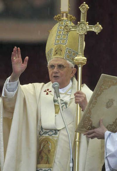 
Pope Benedict XVI delivers Mass in St. Peter's Square at the Vatican on Easter Sunday. Associated Press
 (Associated Press / The Spokesman-Review)