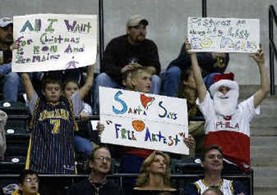 It's safe to say that Pacers fans miss their suspended star players.
(Associated Press / The Spokesman-Review)