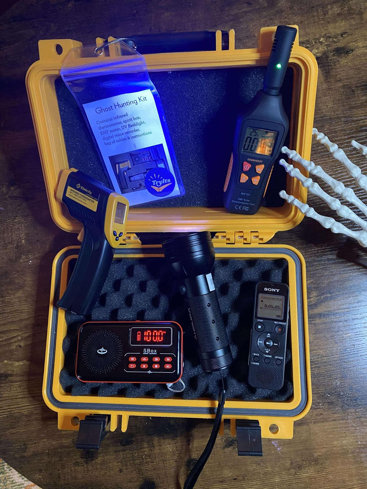 The ghost-hunting kit at Anythink Wright Farms Library in Thornton, Colo.  (Courtesy of Kaz Windness)