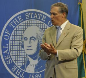 OLYMPIA -- Gov. Jay Inslee says the state will shut down the office for the Columbia River Crossing bridge, criticizes the coalition controlling the Senate for not allowing a vote on a proposed transportation package that had money for the project. (Jim Camden)