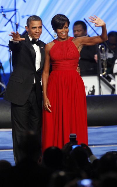 President Barack Obama and first lady Michelle Obama attend a Congressional Black Caucus Foundation  dinner in Washington, D.C., on Saturday.  (Associated Press)