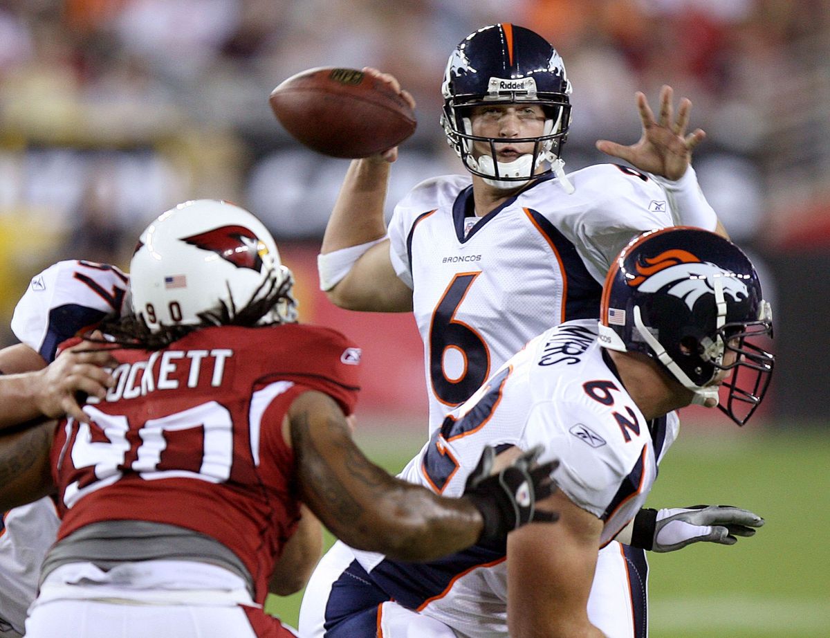 Former Denver Broncos quarterback Jay Cutler will run the Chicago Bears’ offense in 2009.  (Associated Press / The Spokesman-Review)