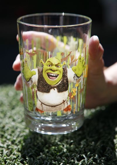 Cadmium has been discovered in the painted design on “Shrek”-themed drinking glasses being sold nationwide at McDonald’s restaurants. (Associated Press)