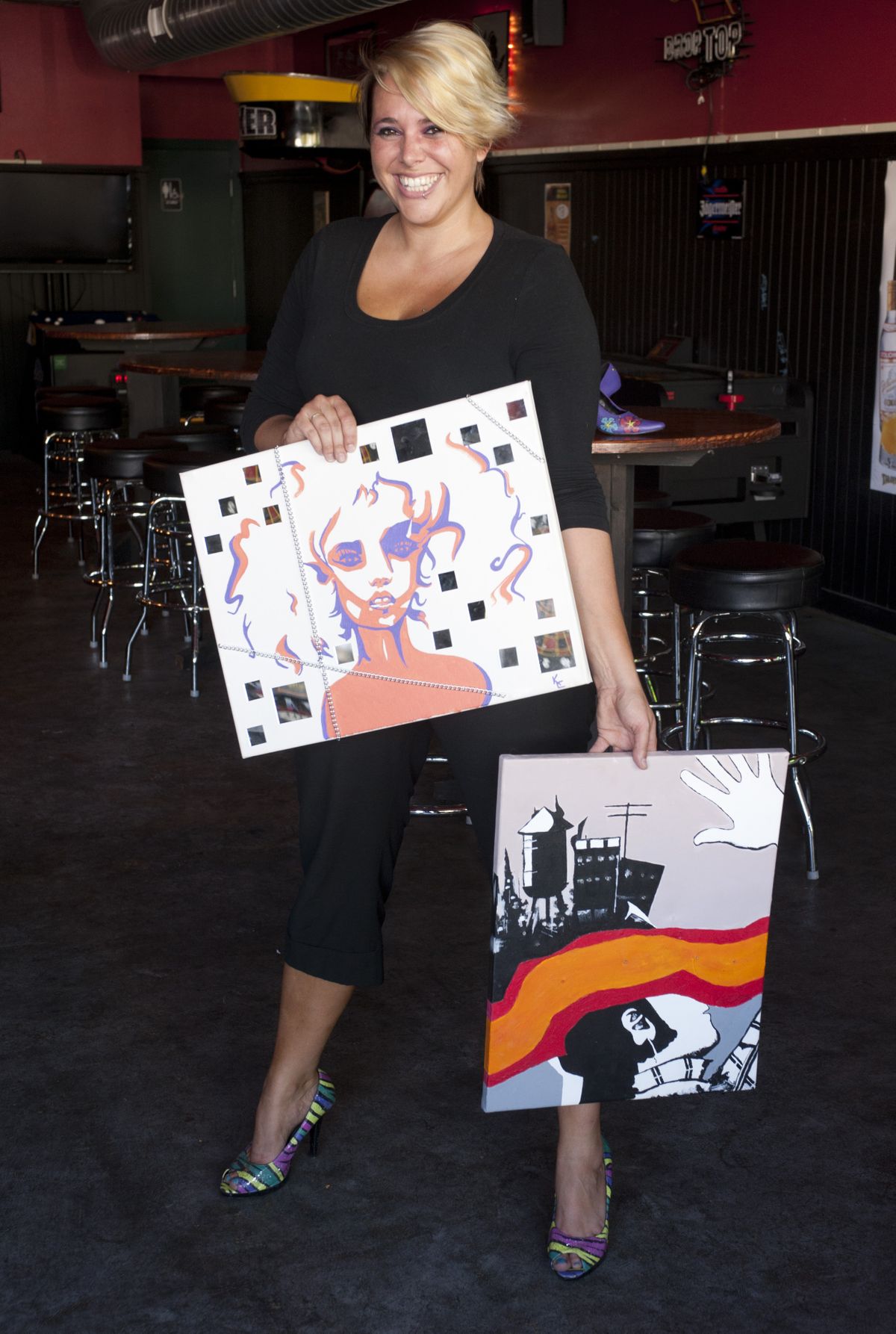 Evans also paints on canvas and shoes.