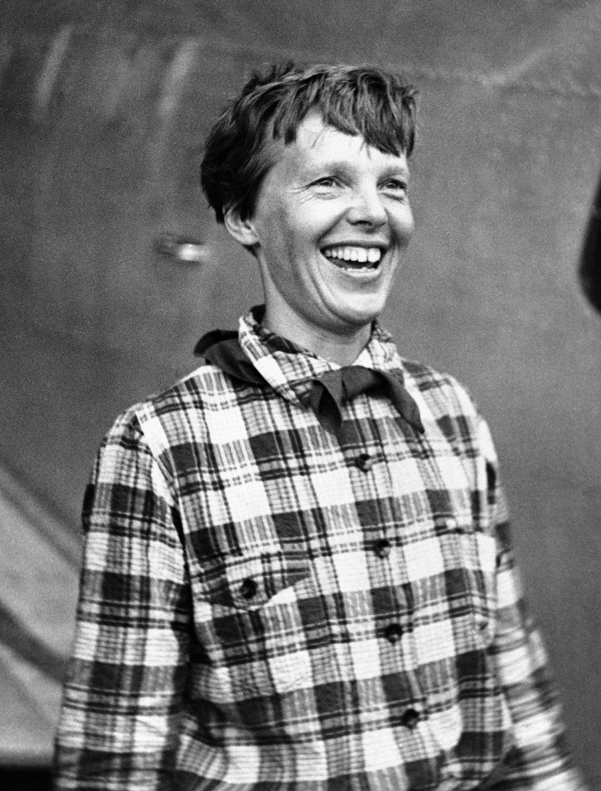 In this June 6, 1937, file photo, Amelia Earhart is pictured in Port Natal, Brazil before her 2,240-mile flight across the South Atlantic to Dakar, Africa. (File/Associated Press)