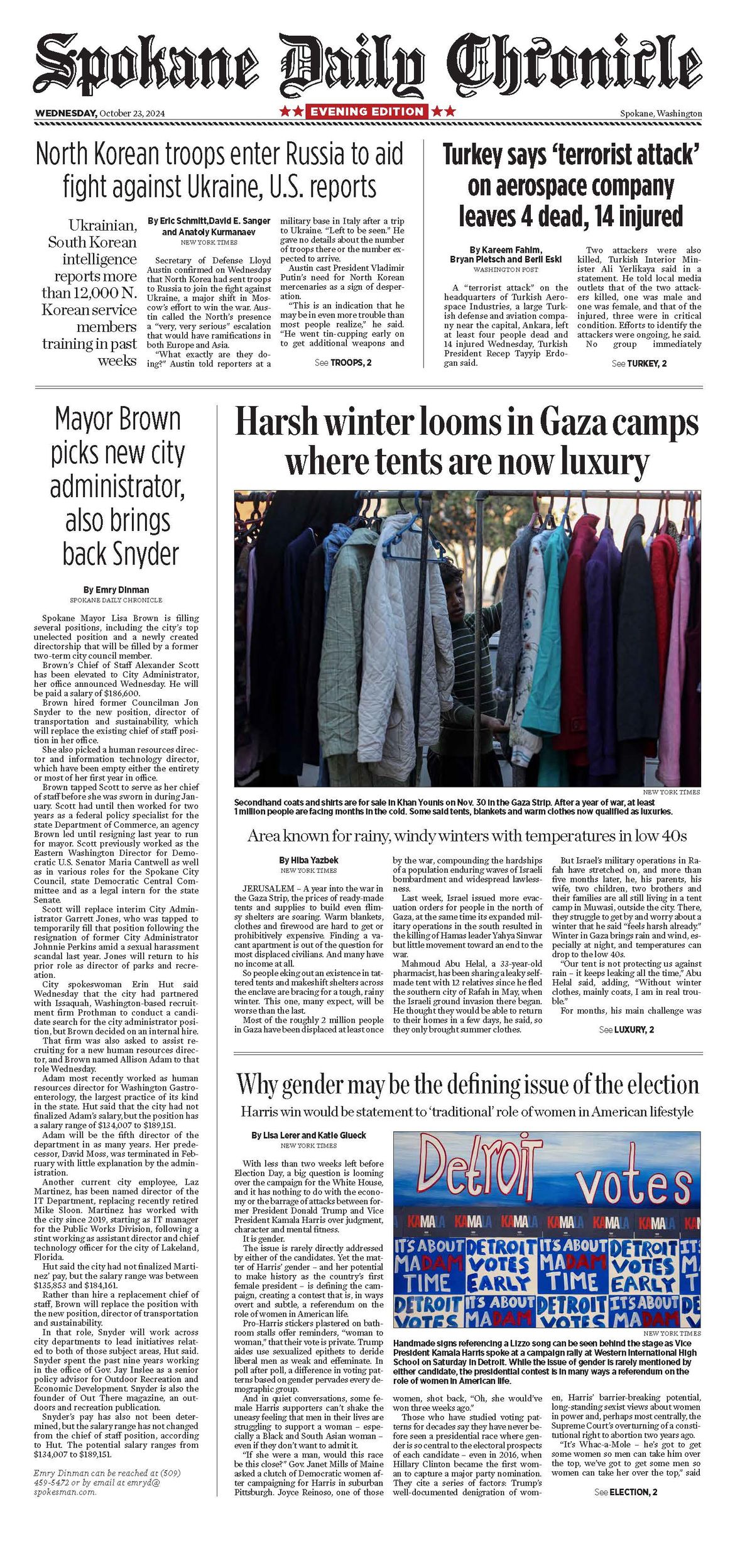 The Chronicle Front Page for Oct. 23, 2024 The SpokesmanReview