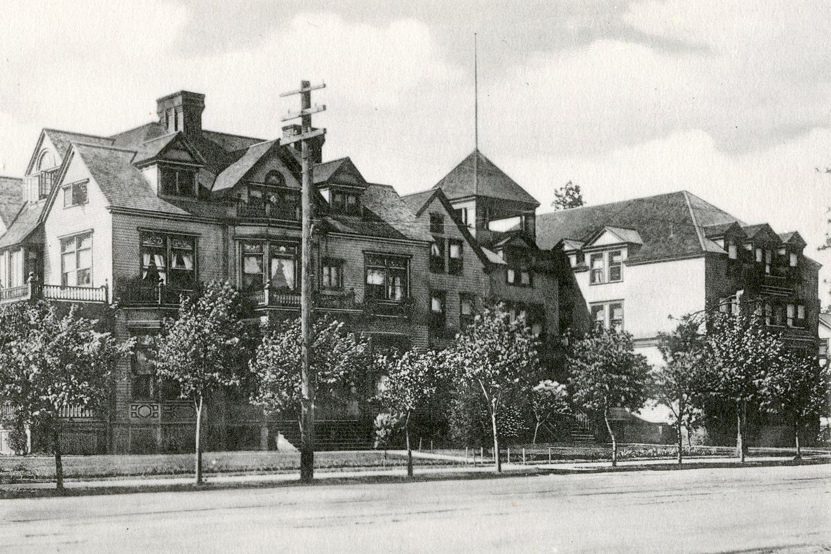 This undated postcard shows Brunot Hall, an Episcopal school for girls in the Browne’s Addition neighborhood, that opened in another location as St. Mary’s Hall in September 1891. The school educated the daughters of the city’s well-to-do families, rivaling the top finishing schools in the nation. It was renamed in 1900 after Felix Brunot, of Pittsburgh, who had donated $50,000 to buy and expand the building in 1895. (Spokane Public Library