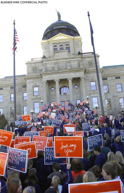 Montana teens rally at the state capitol in Helena for the March Against Meth in 2009. (Associated Press)