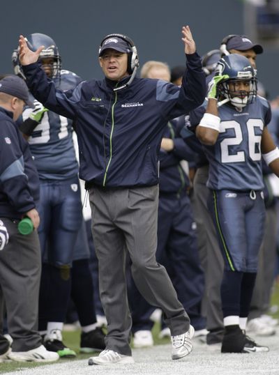 The Seahawks may have a vastly different lineup when Jim Mora takes over next season.   (Associated Press / The Spokesman-Review)