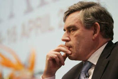 
Prime Minister Gordon Brown  listens to a question  at a seminar in London on Monday. Associated Press
 (Associated Press / The Spokesman-Review)