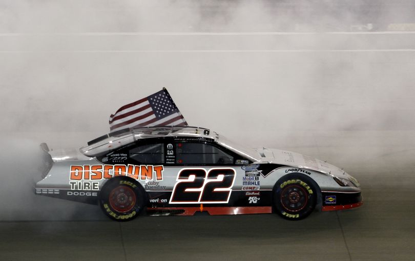 Brad Keselowski, driver of the No. 22 Discount Tire Dodge performs a burnout after winning the NASCAR Nationwide Series Federated Auto Parts 300 at Nashville Superspeedway on Saturday in Lebanon, Tenn. (Photo courtesy of Jason Smith/Getty Images) (John Ii / Getty Images North America)