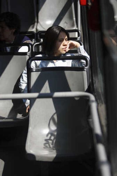 
A woman rides a city bus designated for female passengers only in Mexico City on Thursday. Associated Press
 (Associated Press / The Spokesman-Review)