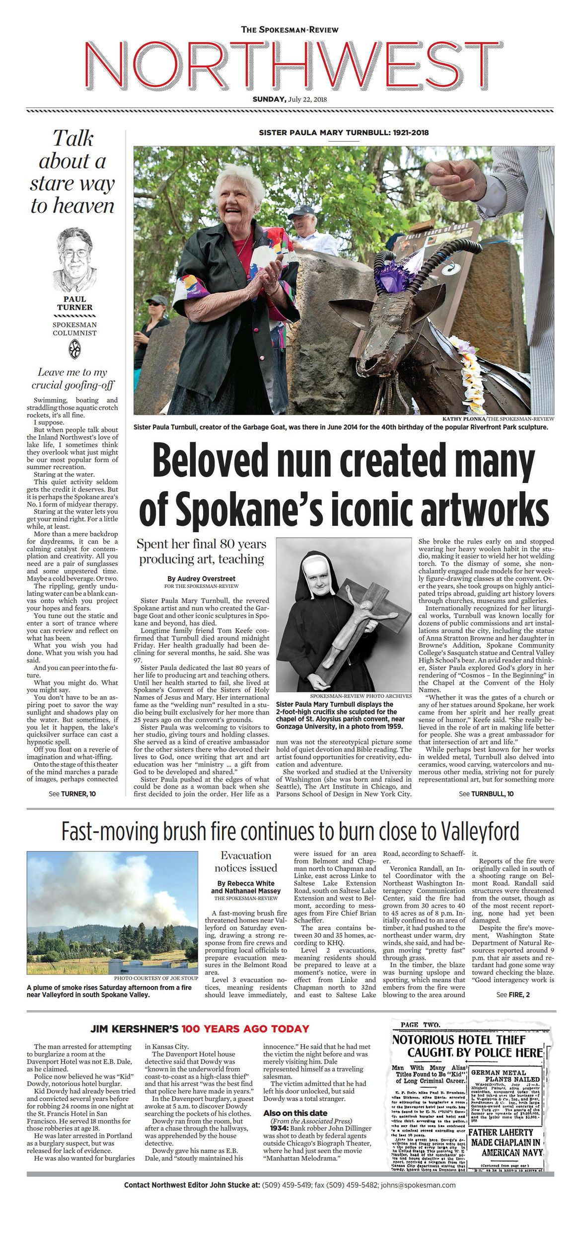 Northwest Front Page for July 23, 2018 The SpokesmanReview