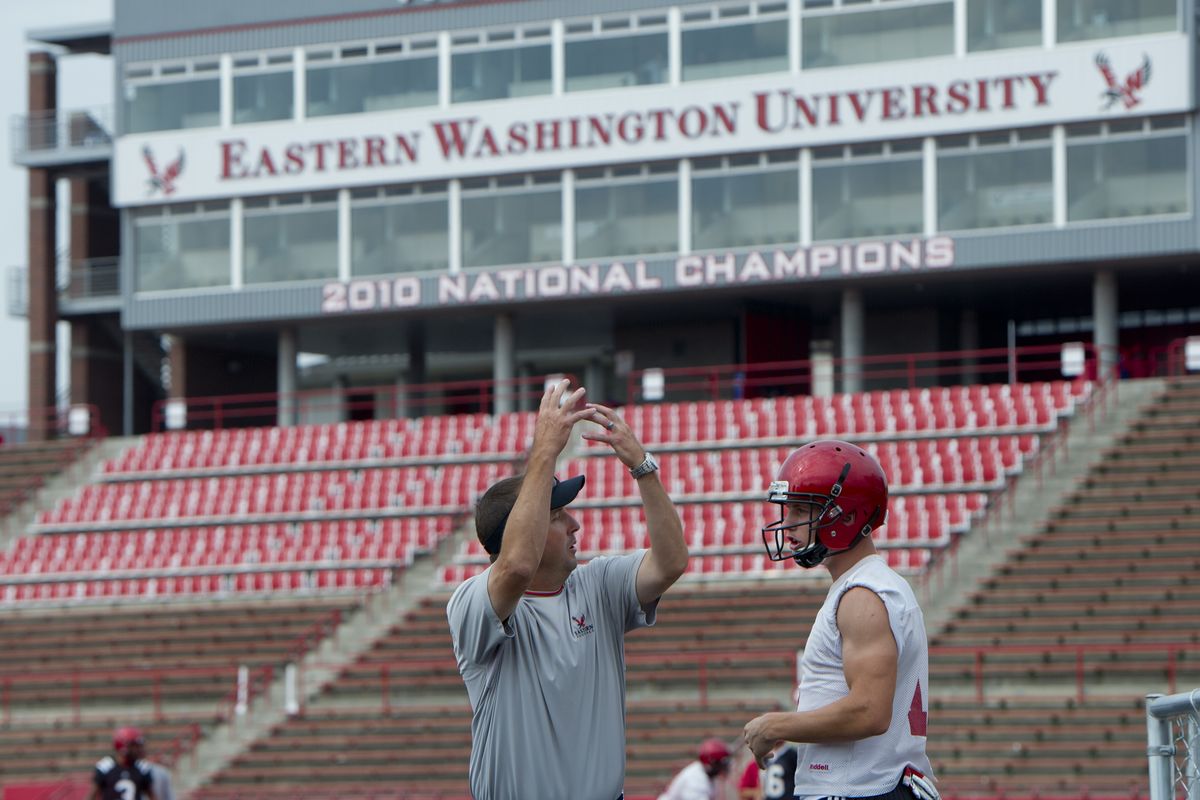Eastern Washington coach Beau Baldwin has a national championship at EWU and a solid national reputation for helping to build a strong football program. (TYLER TJOMSLAND PHOTOS)