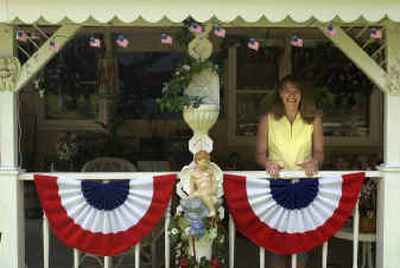 
Diania Bieber decorated her front porch and home with red, white and blue banners and American flag lights in honor of her son, Roger, who is in training with the Air Force in Mississippi. 