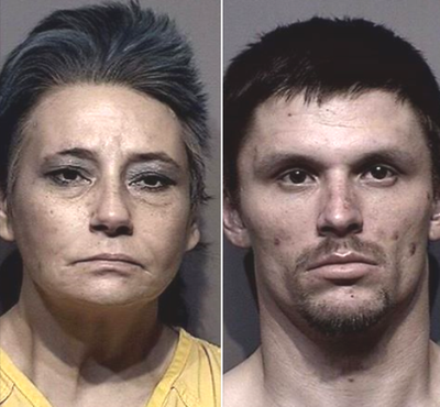 Jodi L. Eisenhart, 46 of Coeur d’Alene, Chad A. Mosby, 40 of Spokane. (KCSO booking photos)