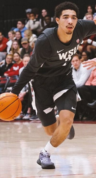 Washington State guard Myles Rice drives against Stanford on Thursday at Maples Pavilion in Stanford, Calif.  (Courtesy of WSU Athletics)