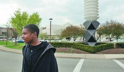 
Chaz Brewer, 16, speaks about teen access to the Saint Louis Galleria outside the mall in Richmond Heights, Mo. Starting April 20, anyone 16 and under will be banned from the mall after 3 p.m. on Friday and Saturday unless they are accompanied by a parent or guardian. 
 (Associated Press / The Spokesman-Review)