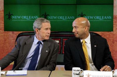 
President Bush and New Orleans Mayor Ray Nagin, right, meet with small-business owners and community leaders Thursday in New Orleans, La. 
 (Associated Press / The Spokesman-Review)