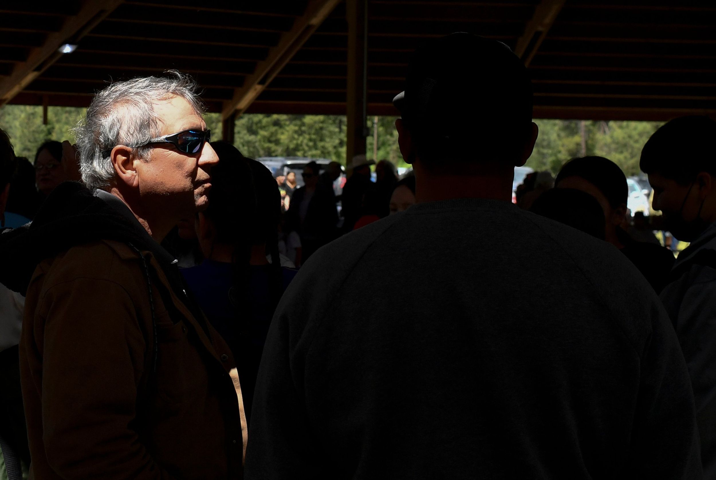 Rick Desautel stands during a tribal gathering celebrating his victory in a Canadian Supreme Court case arguing for the Sinixt people’s right to hunt their native lands in Canada on May 28 at Round Lake outside Inchelium, Wash.  (Tyler Tjomsland/The Spokesman-Review)