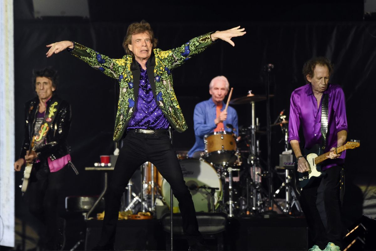 Ron Wood, Mick Jagger, Charlie Watts and Keith Richards of the Rolling Stones perform during  (Chris Pizzello/Associated Press)