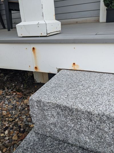 Inferior nails were used to attach all of the exterior trim on this house. Rust not only looks bad, it’s also an indication that the fastener is rotting away.  (Tribune Content Agency)