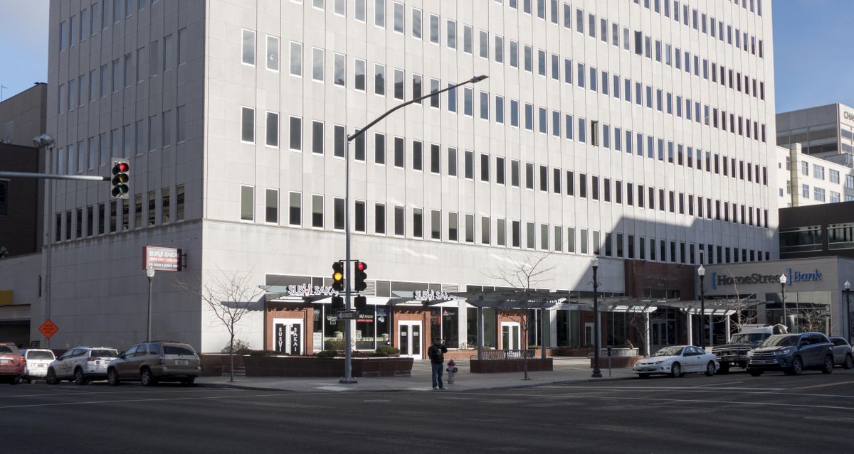 The Lincoln Building, built in 1964 for the Lincoln First Federal Savings and Loan, sits on the corner of Riverside Avenue and Lincoln Street in downtown Spokane, shown Friday, Jan. 19, 2018. The Savings and Loan, which was founded in the 1920s and later became Lincoln Mutual, folded into Washington Mutual in 1985. Washington Mutual failed in 2008 and folded into JPMorgan Chase. (Jesse Tinsley / The Spokesman-Review)