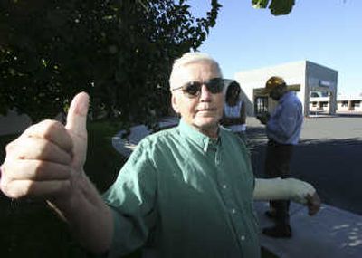
Doris Anderson's husband, Harold Anderson, leaves the hospital Friday in Baker City, Ore., where his wife is recovering. Associated Press
 (Associated Press / The Spokesman-Review)