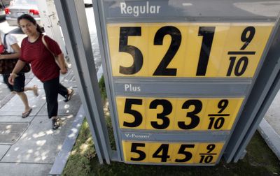 High gas prices are posted at a Shell gas station in July in San Mateo, Calif. Another price spike could happen as soon as next year, perhaps in 2011 or 2012.  (File Associated Press / The Spokesman-Review)