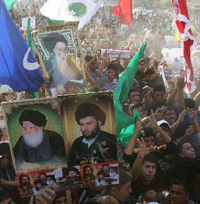 
Shiites rally Wednesday for Grand Ayatollah Ali al-Sistani near Baghdad. 
 (Associated Press / The Spokesman-Review)