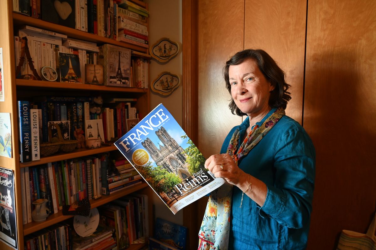 Leslie Smith so enjoyed the French language and culture that she set out to earn a master’s degree in French and taught at Gonzaga University, Whitworth University and Gonzaga Prep. She is assembling a book of French innovations and inventions as a pandemic project. She is photographed at her home in Greenacres on Aug. 18.  (Jesse Tinsley/THE SPOKESMAN-REVI)