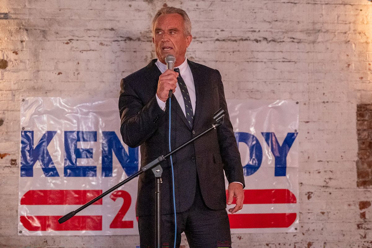 Democratic presidential candidate Robert F. Kennedy Jr. holds a campaign event with voters in Brooklyn on Aug. 30, 2023, in New York City. The 69-year-old Democrat is challenging President Biden in a longshot bid in the 2024 presidential race. Kennedy has been denounced by members of his family and many in the Democratic party for his fringe positions on vaccines and COVID.    (Spencer Platt/Getty Images North America/TNS)