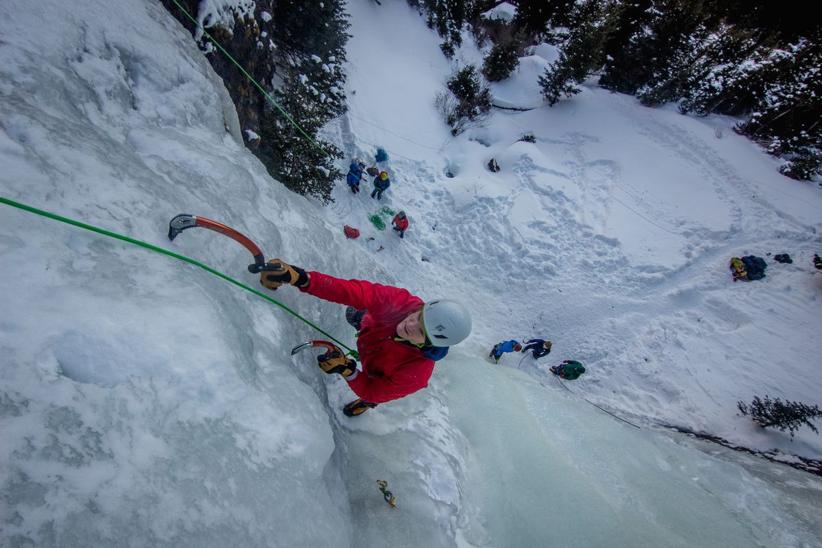 A climber at the Bozeman Ice Festival, one of the premier ice climbing festivals in the world that sells out every year.  (Courtesy)