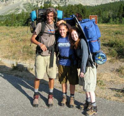
Wyatt Orne, Lauren Meyer and Leslie Cohen mug for a photo at a Glacier Park trailhead. Then they began their trip by heading down the wrong trail.Courtesy of Lauren Meyer
 (Courtesy of Lauren Meyer / The Spokesman-Review)