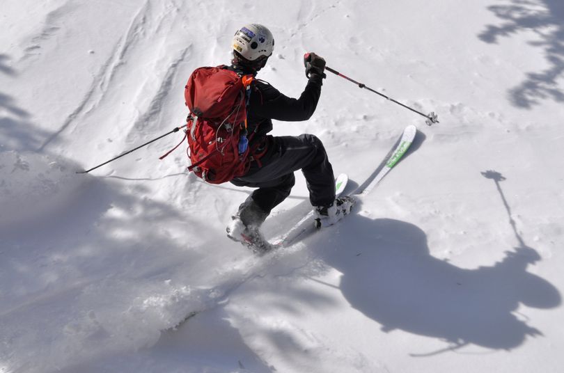 Greg Fortin, a backcountry skiing and snowshoeing guide, cuts loose during a couple of days off at Altoona Ridge.