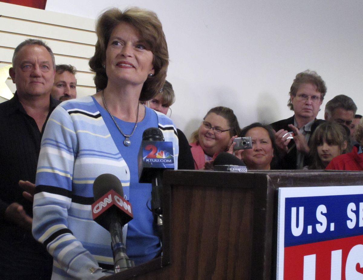 U.S. Sen. Lisa Murkowski gives a concession speech on Tuesday at her campaign headquarters in Anchorage, Alaska. Murkowski has conceded to Joe Miller.  (Associated Press)