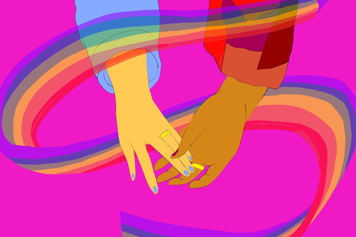 Ten years ago this month, Washington state passed a law legalizing gay marriage.   (Liz Lloyd Akyol illustration)