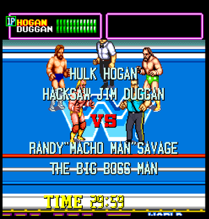 'WWF Superstars' (1989) was one of the earliest wrestling arcade games to feature signature movies from its roster of professional wrestling celebrities.