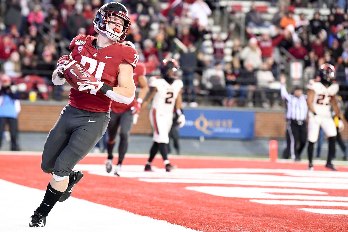 Powered by running back Max Borghi, Washington State’s offense ranked No. 7 in the nation last season.  (TYLER TJOMSLAND)