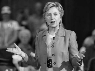 
Sen. Hillary Rodham Clinton, D-N.Y., speaks during a town hall meeting Saturday. 
 (Associated Press / The Spokesman-Review)