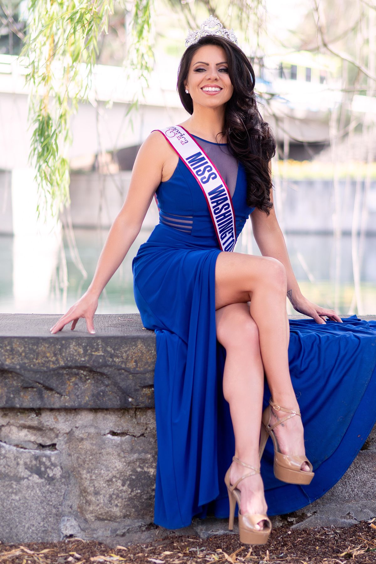 Miss Washington for America 2019, Kiernan Reynolds, poses in her gown and tiara. (Courtesy of Kiernan Reynolds.)