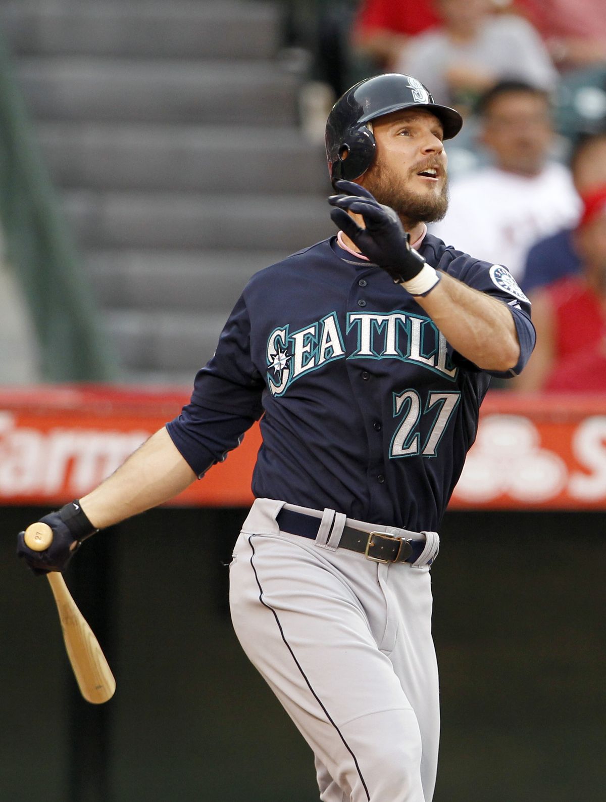 John Jaso watches his second homer in two nights, a solo shot in the second. (Associated Press)